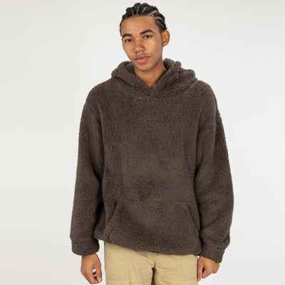 Micro-poly Sherpa Fleece Hoodie - Major Brown