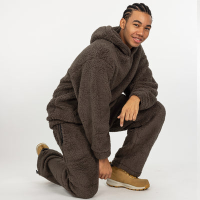 Micro-poly Sherpa Fleece Hoodie - Major Brown