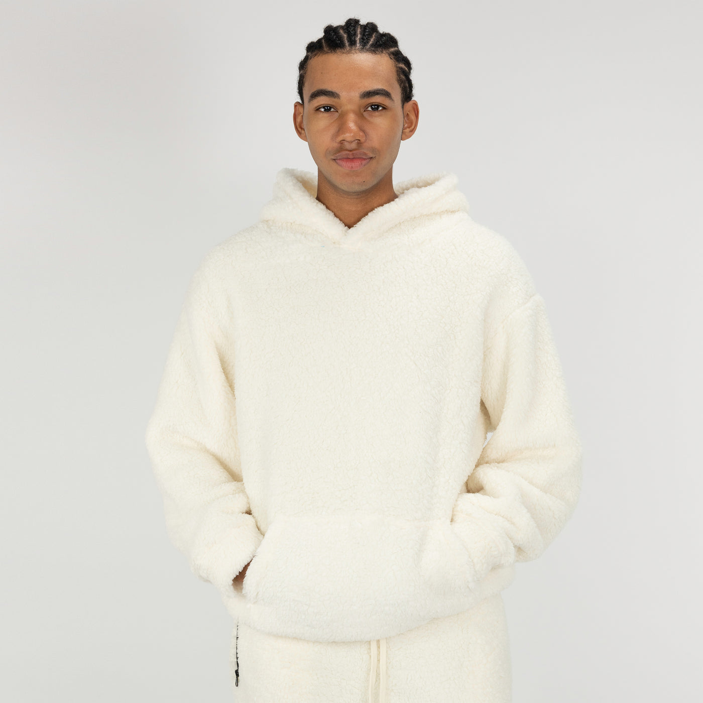 Micro-poly Sherpa Fleece Hoodie - Egret