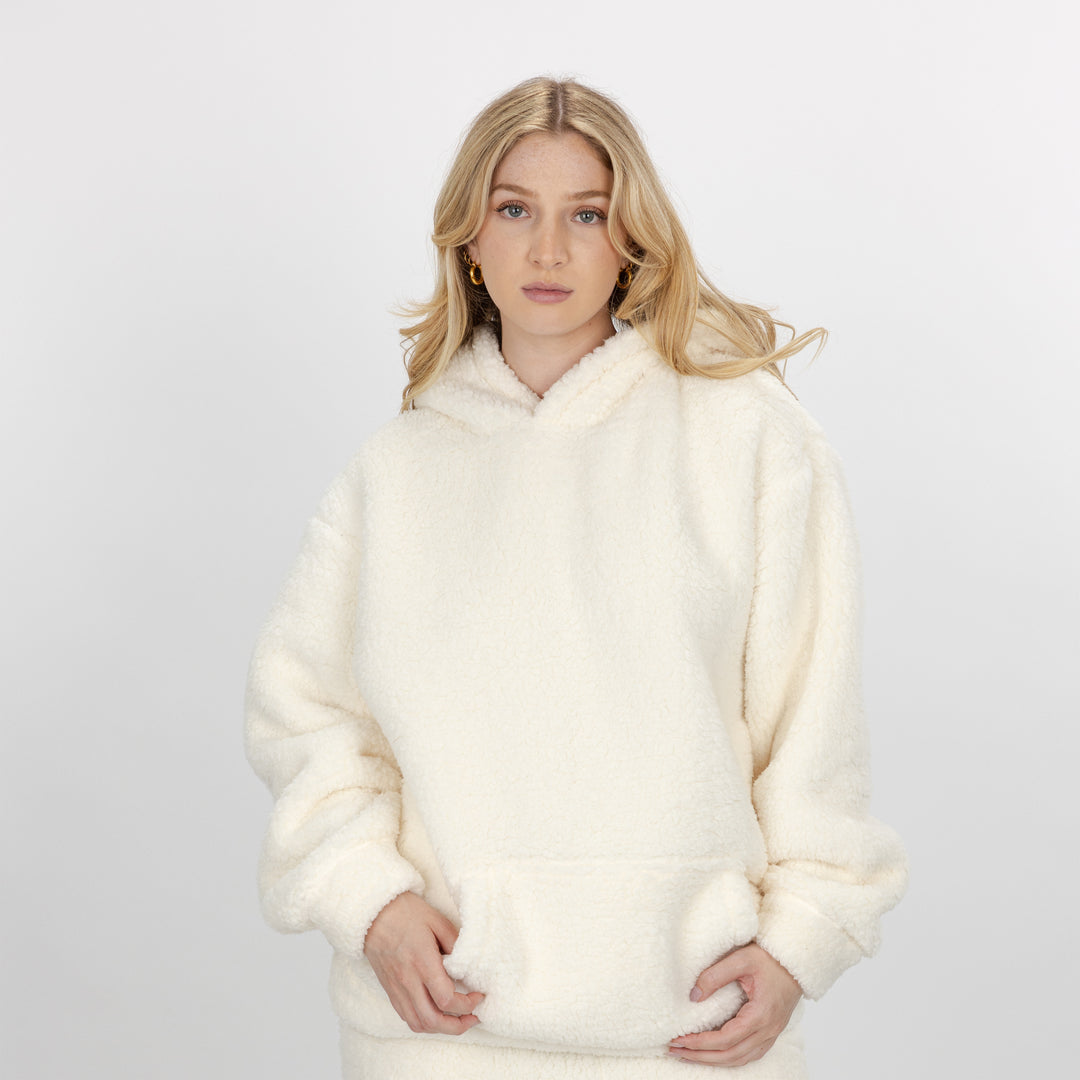 Micro-poly Sherpa Fleece Hoodie - Egret – Ravelheart