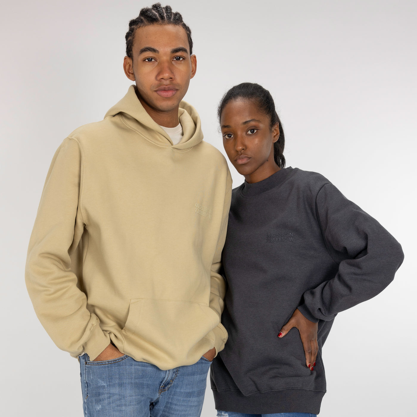 Gender Neutral Oversized Fleece Crew Sweatshirt - Woodland Grey