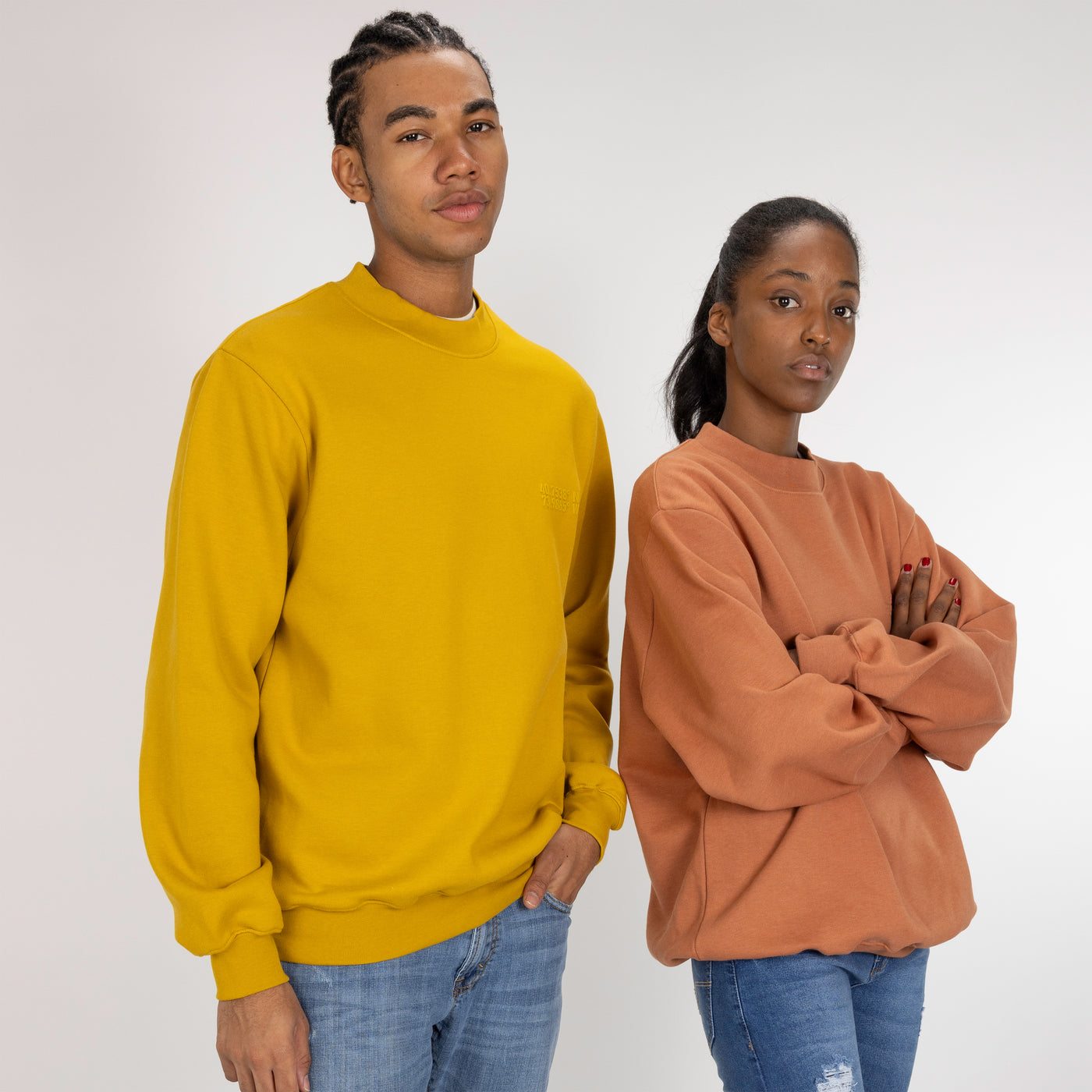 Gender Neutral Oversized Fleece Crew Sweatshirt - Tawny Olive