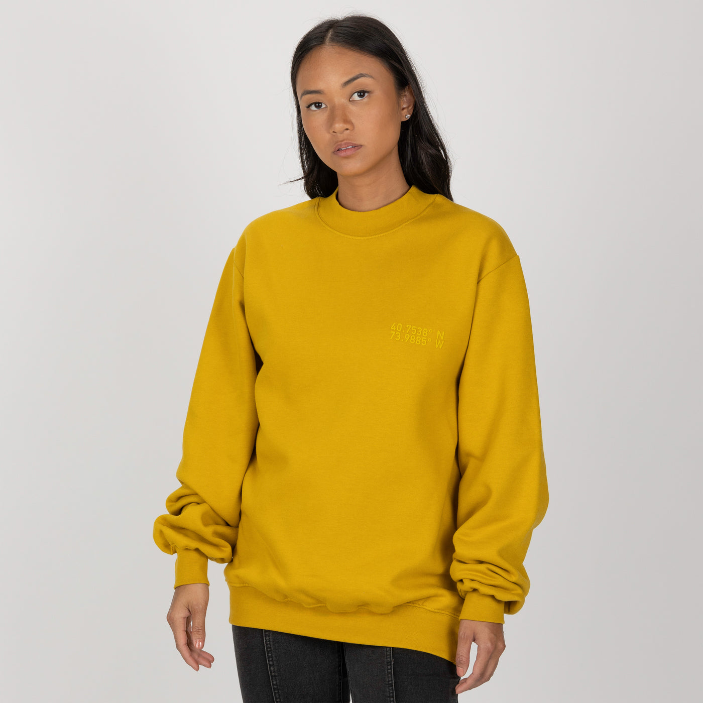 Gender Neutral Oversized Fleece Crew Sweatshirt - Tawny Olive