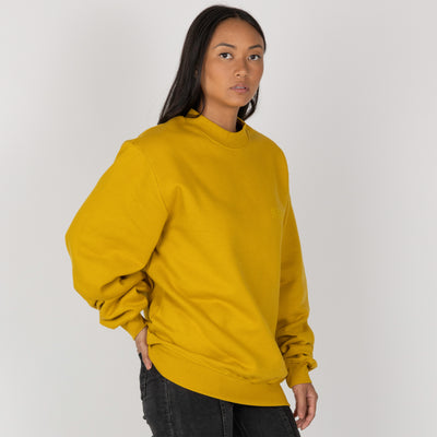 Gender Neutral Oversized Fleece Crew Sweatshirt - Tawny Olive