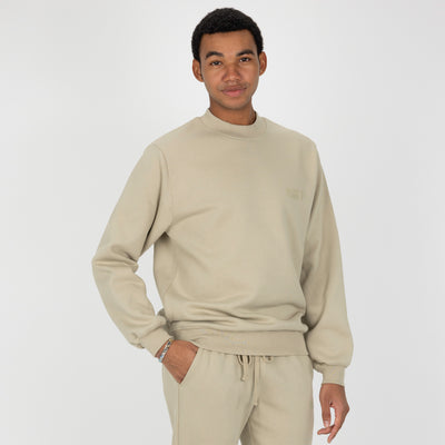 Gender Neutral Oversized Fleece Crew Sweatshirt - Oatmeal