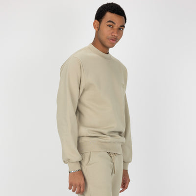 Gender Neutral Oversized Fleece Crew Sweatshirt - Oatmeal