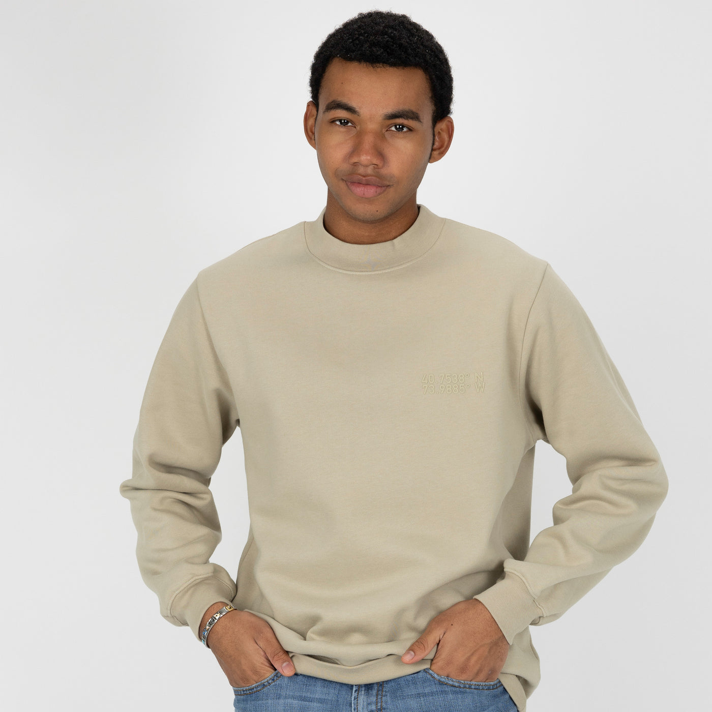 Gender Neutral Oversized Fleece Crew Sweatshirt - Oatmeal