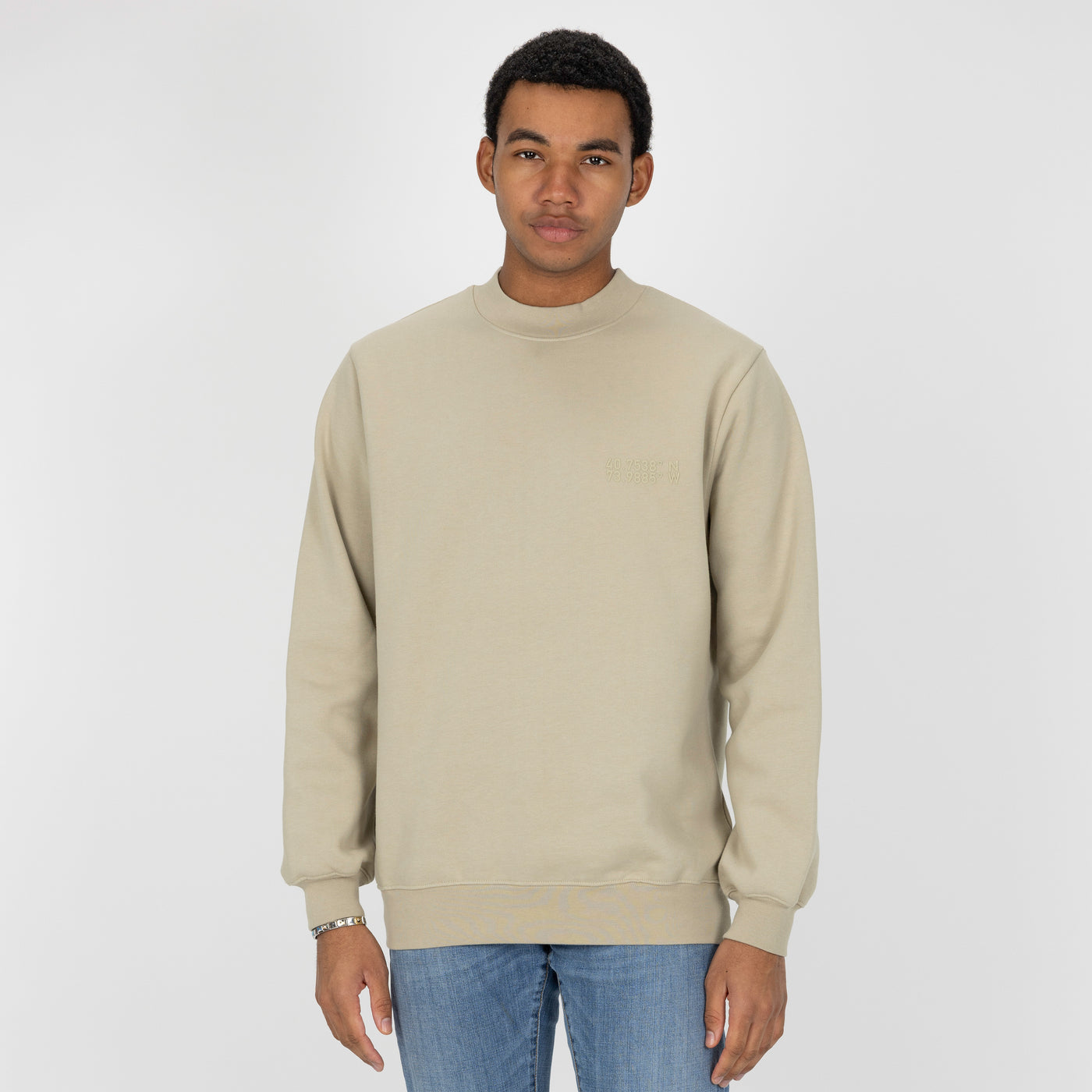 Gender Neutral Oversized Fleece Crew Sweatshirt - Oatmeal