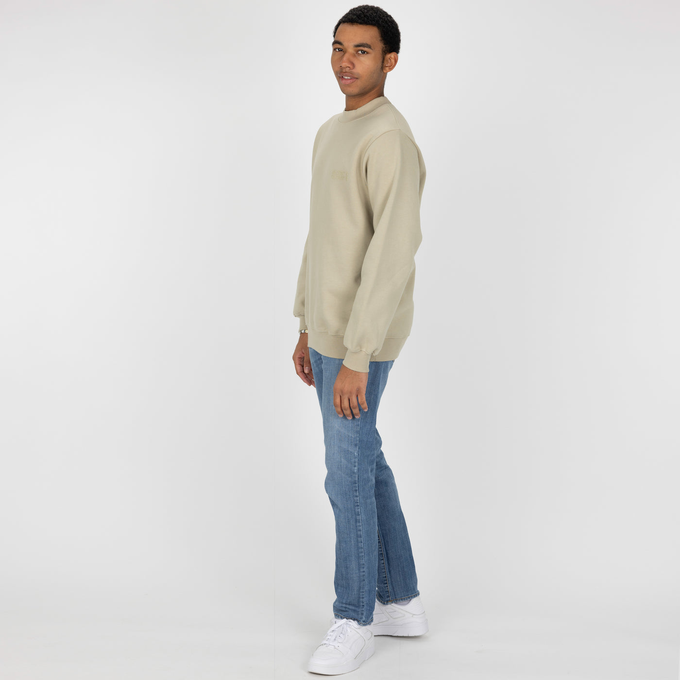 Gender Neutral Oversized Fleece Crew Sweatshirt - Oatmeal