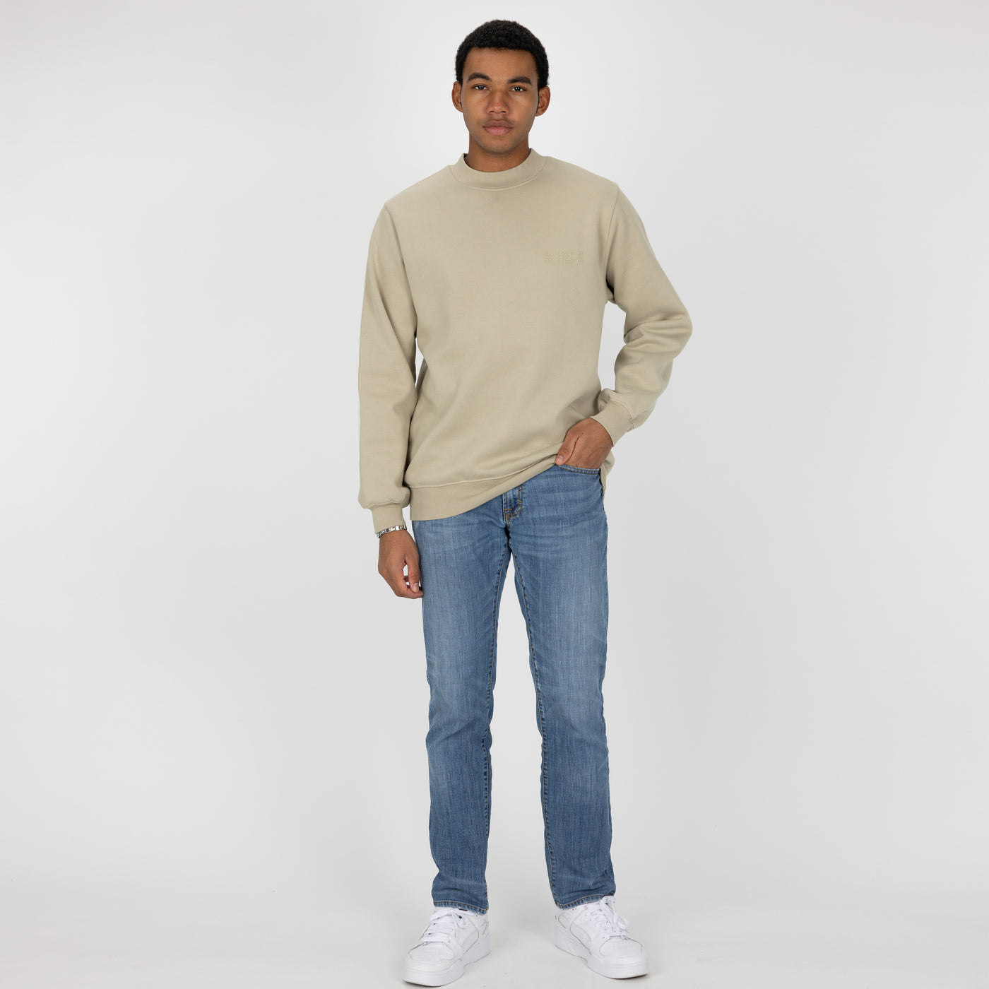 Gender Neutral Oversized Fleece Crew Sweatshirt - Oatmeal