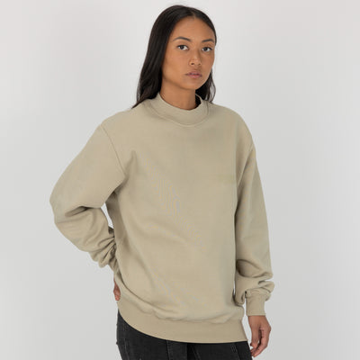 Gender Neutral Oversized Fleece Crew Sweatshirt - Oatmeal