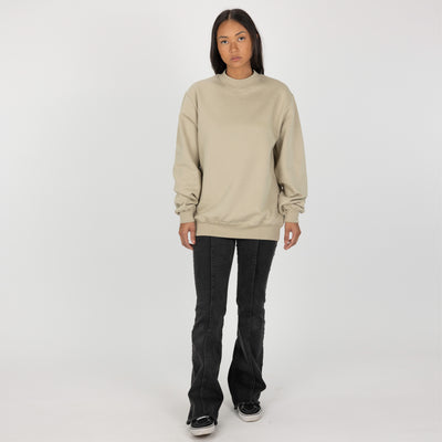 Gender Neutral Oversized Fleece Crew Sweatshirt - Oatmeal