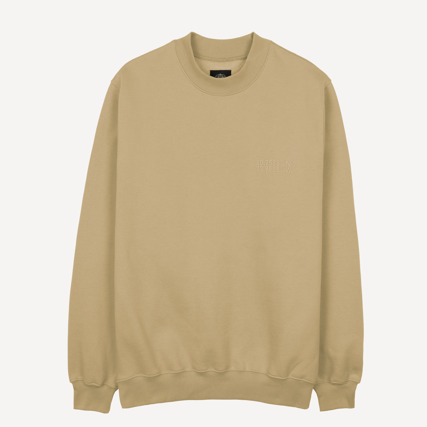 Gender Neutral Oversized Fleece Crew Sweatshirt - Pale Khaki