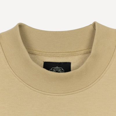 Gender Neutral Oversized Fleece Crew Sweatshirt - Pale Khaki