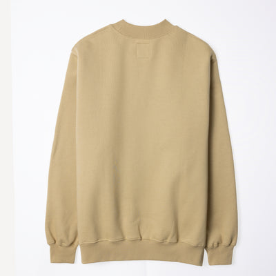 Gender Neutral Oversized Fleece Crew Sweatshirt - Pale Khaki