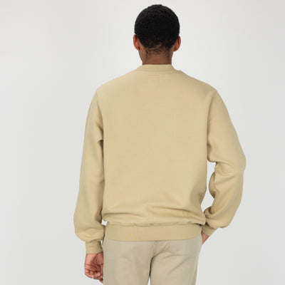 Gender Neutral Oversized Fleece Crew Sweatshirt - Pale Khaki