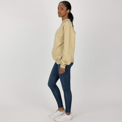 Gender Neutral Oversized Fleece Crew Sweatshirt - Pale Khaki