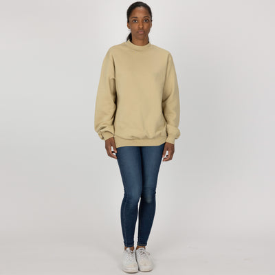 Gender Neutral Oversized Fleece Crew Sweatshirt - Pale Khaki