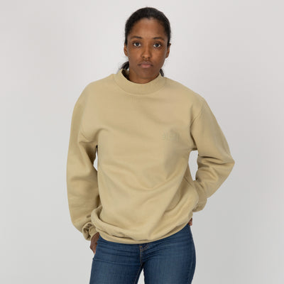 Gender Neutral Oversized Fleece Crew Sweatshirt - Pale Khaki