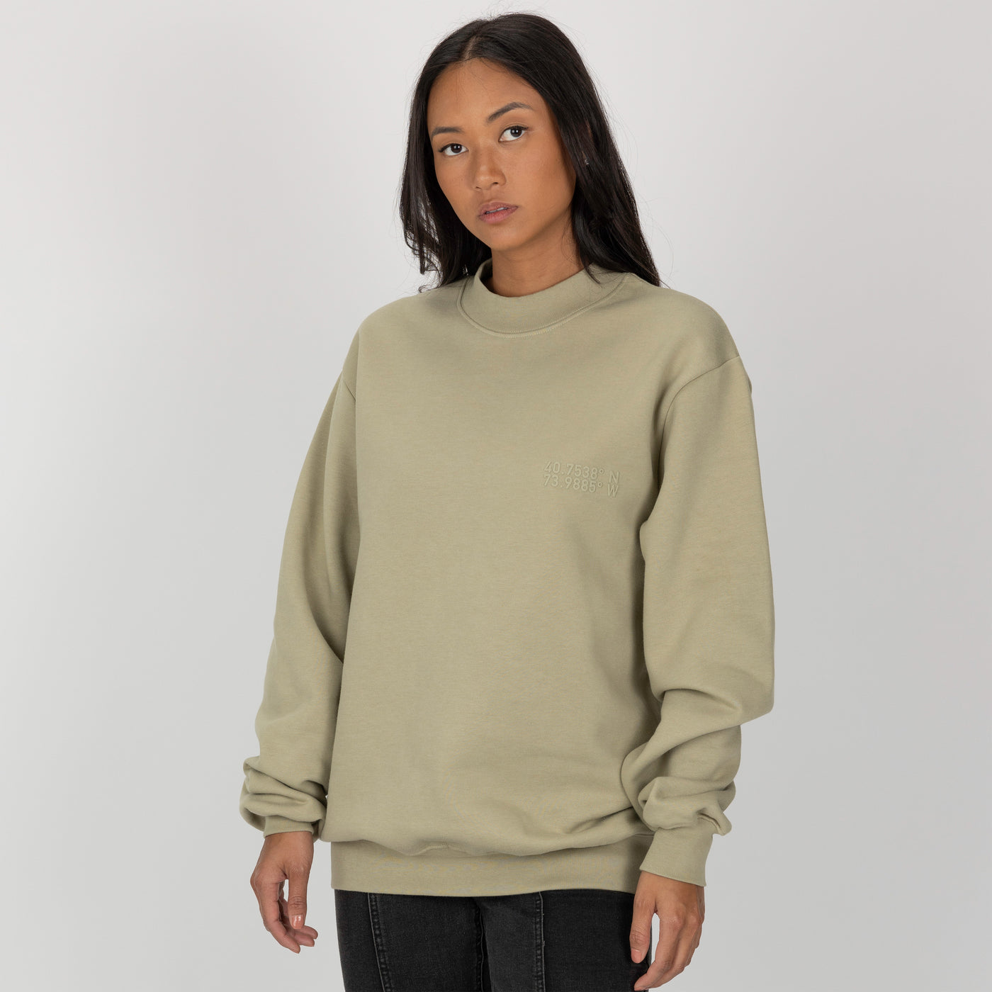 Gender Neutral Oversized Fleece Crew Sweatshirt - Elm