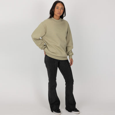 Gender Neutral Oversized Fleece Crew Sweatshirt - Elm