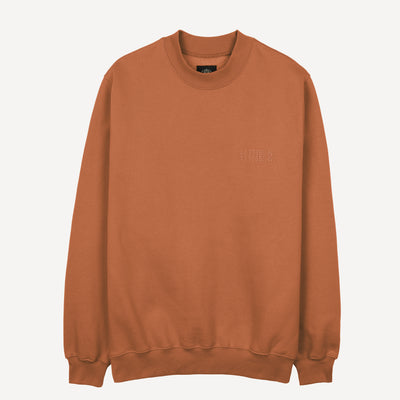 Gender Neutral Oversized Fleece Crew Sweatshirt - Amber Brown