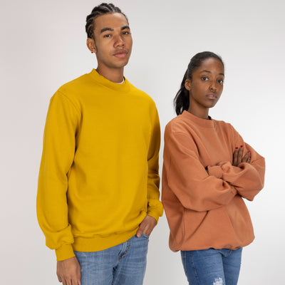 Gender Neutral Oversized Fleece Crew Sweatshirt - Amber Brown