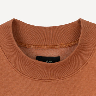 Gender Neutral Oversized Fleece Crew Sweatshirt - Amber Brown