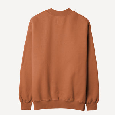 Gender Neutral Oversized Fleece Crew Sweatshirt - Amber Brown