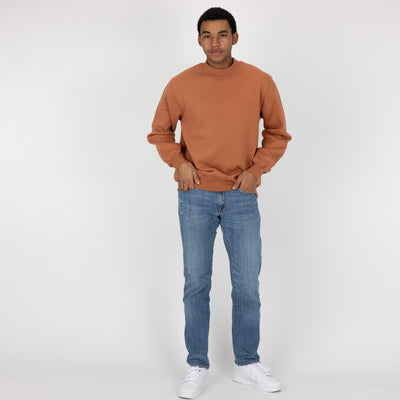 Gender Neutral Oversized Fleece Crew Sweatshirt - Amber Brown