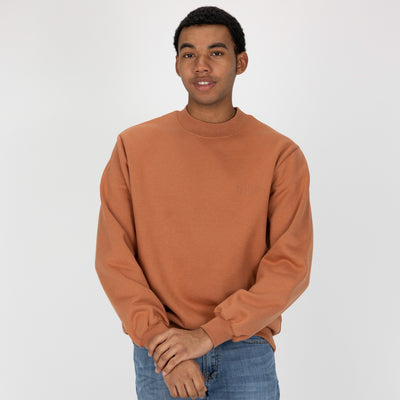 Gender Neutral Oversized Fleece Crew Sweatshirt - Amber Brown