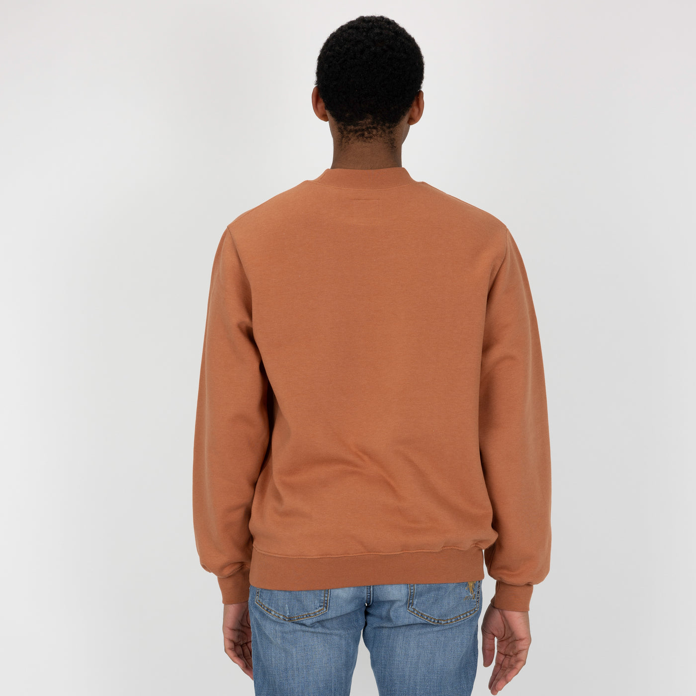 Gender Neutral Oversized Fleece Crew Sweatshirt - Amber Brown