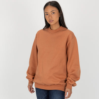 Gender Neutral Oversized Fleece Crew Sweatshirt - Amber Brown