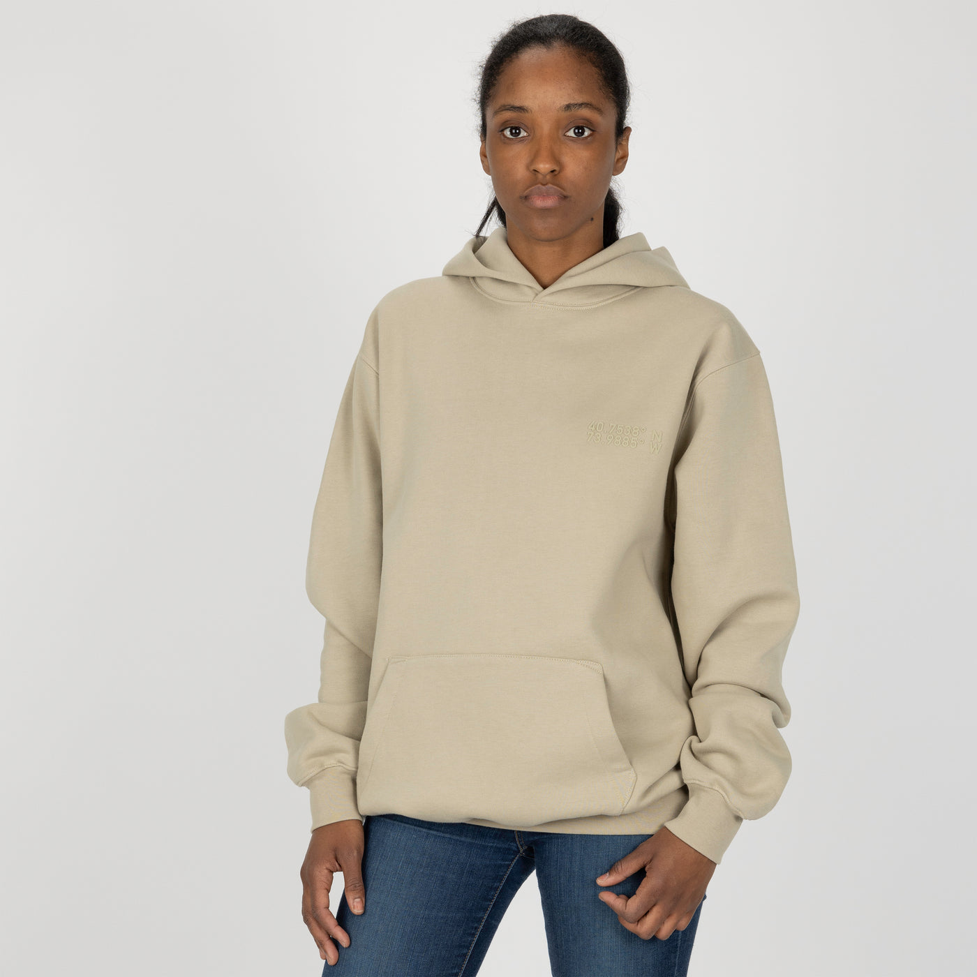 Gender Neutral Oversized Fleece Hoodie - Oatmeal