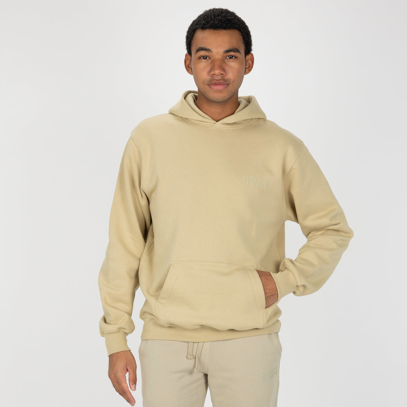 Gender Neutral Oversized Fleece Hoodie - Pale Khaki