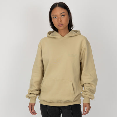 Gender Neutral Oversized Fleece Hoodie - Pale Khaki