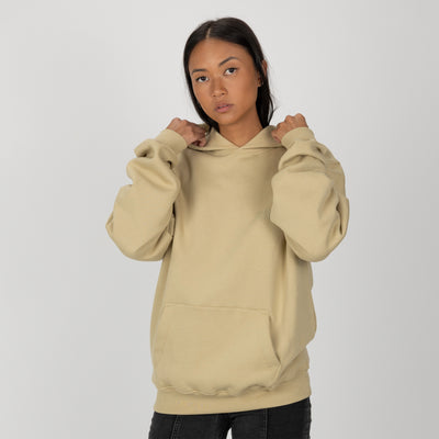 Gender Neutral Oversized Fleece Hoodie - Pale Khaki