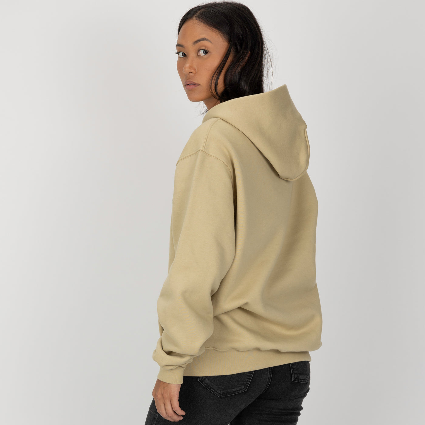 Gender Neutral Oversized Fleece Hoodie - Pale Khaki