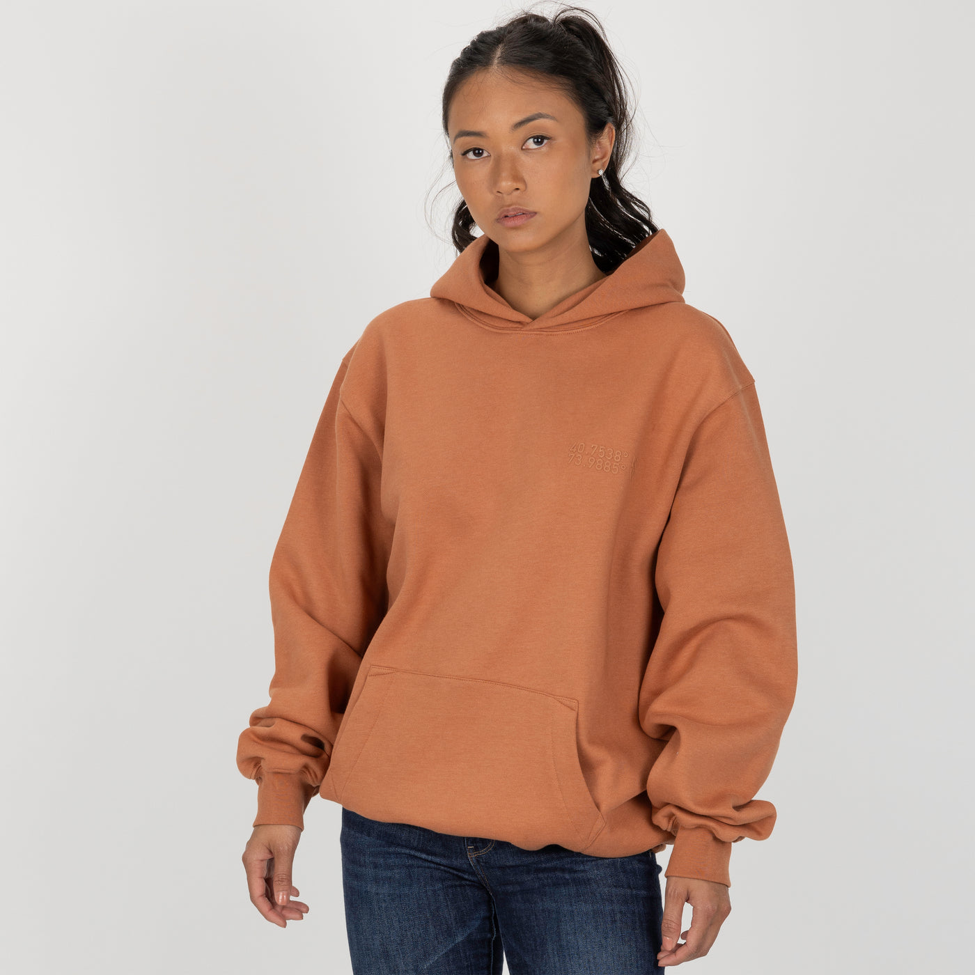 Gender Neutral Oversized Fleece Hoodie - Amber Brown