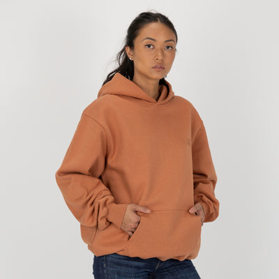 Gender Neutral Oversized Fleece Hoodie - Amber Brown