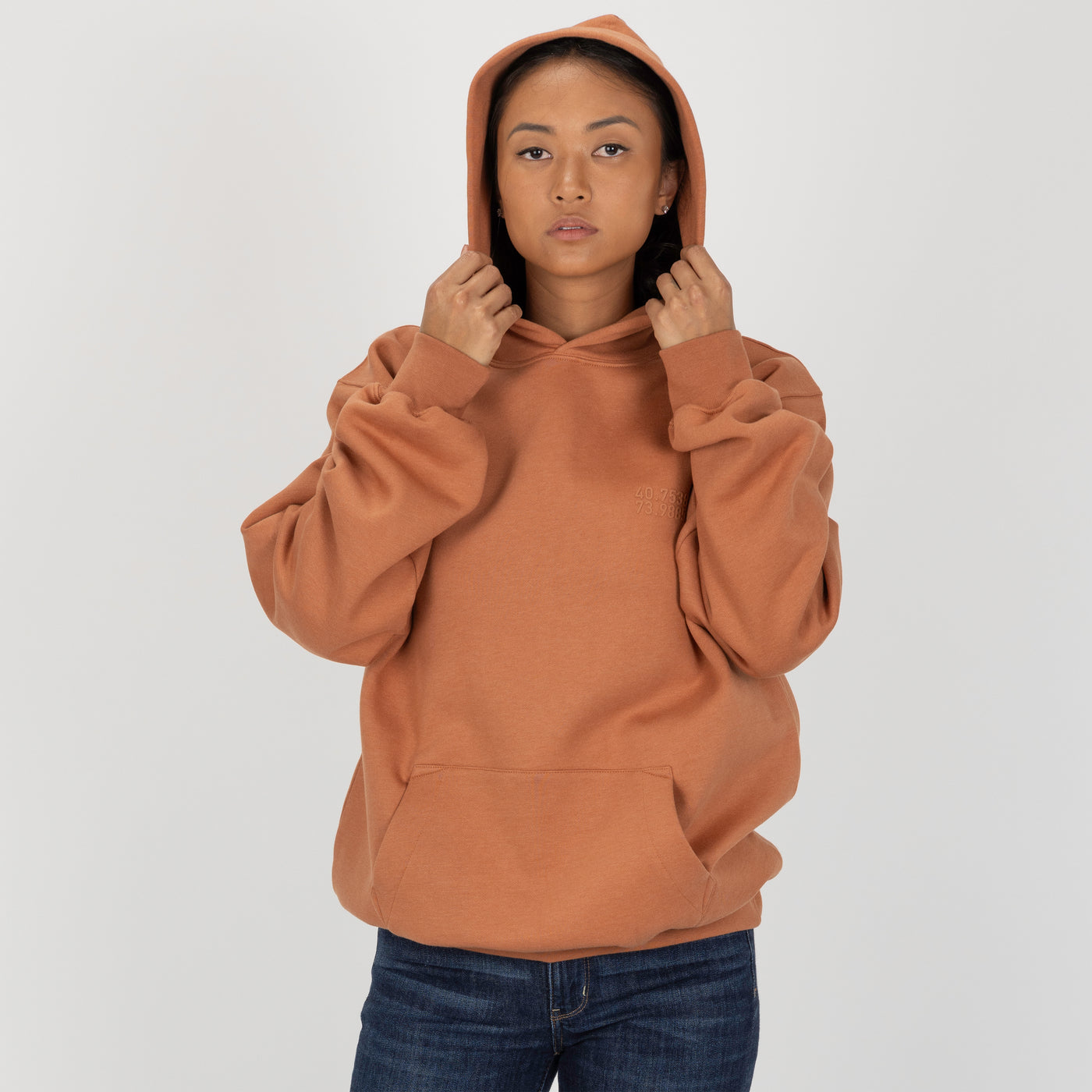 Gender Neutral Oversized Fleece Hoodie - Amber Brown