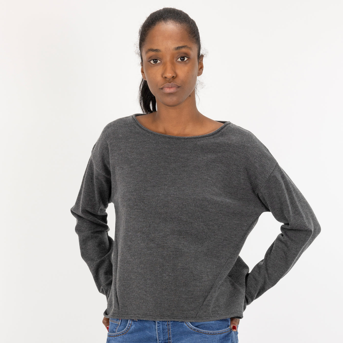 Sweater Knit Pullover - Charcoal