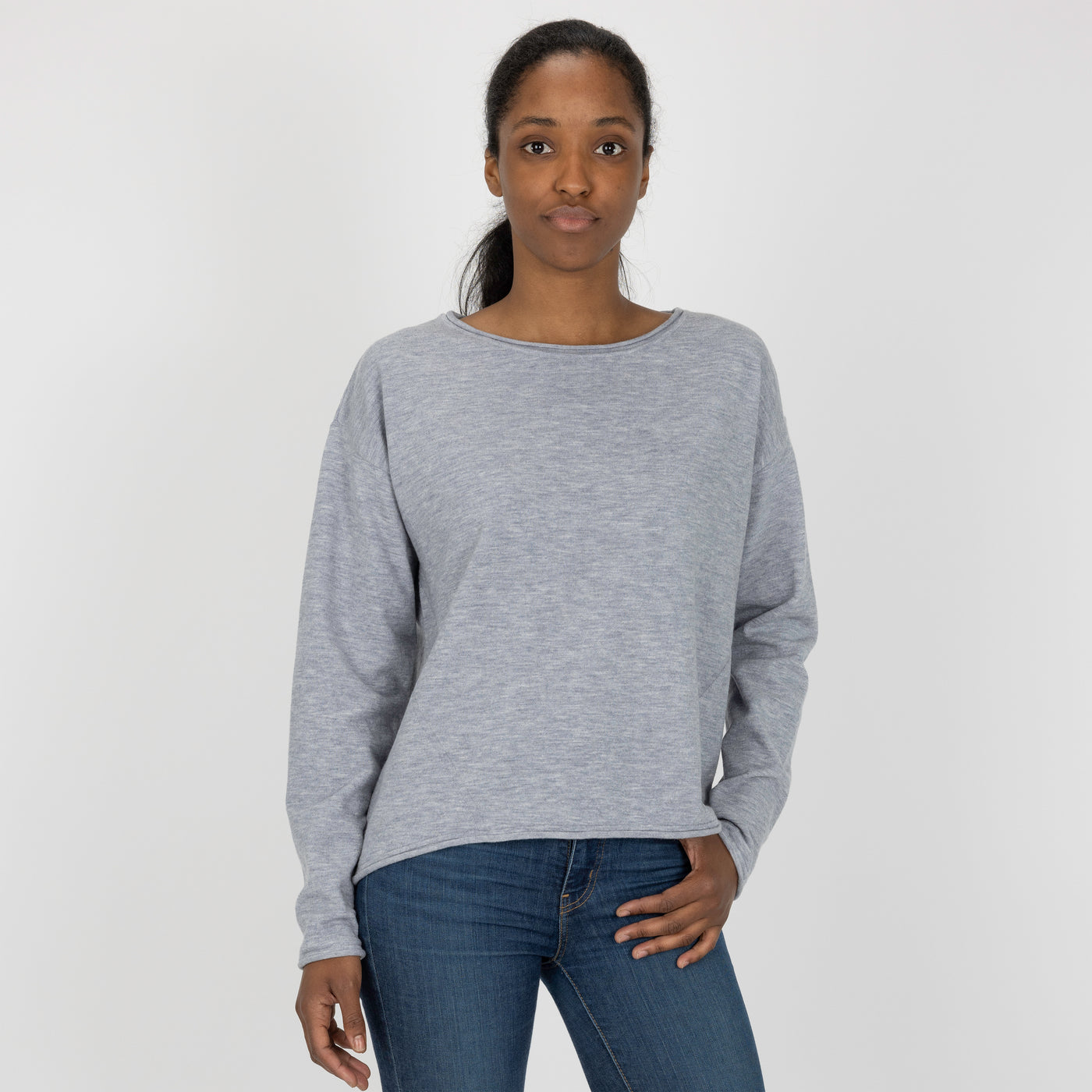 Sweater Knit Pullover - Heather Blue