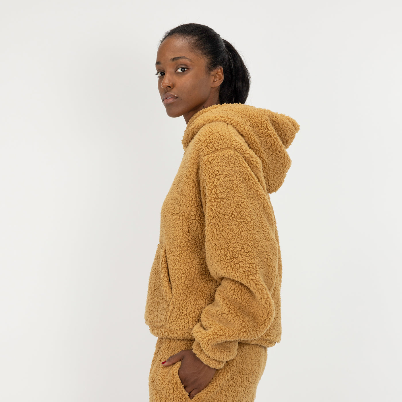 Womens Micro-poly Sherpa Fleece Hoodie - Lark