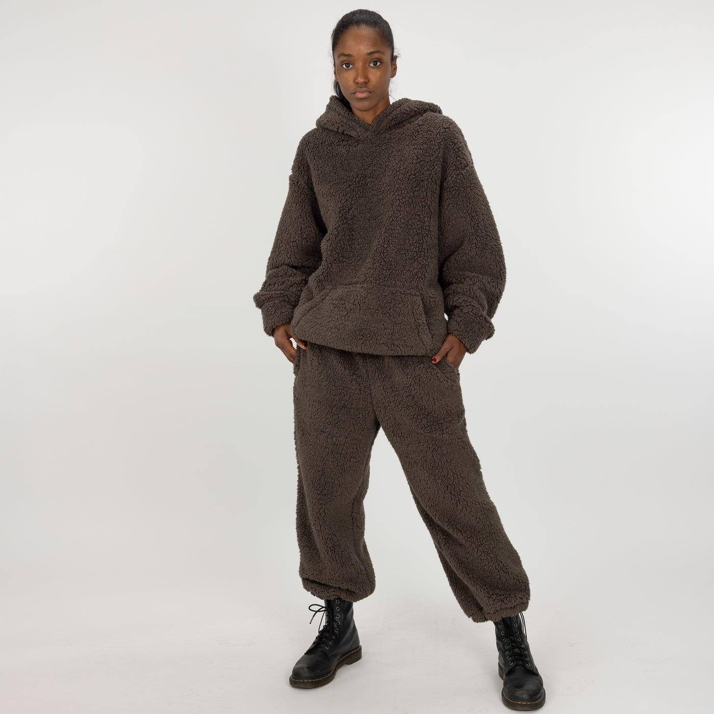 Womens Micro-poly Sherpa Fleece Pants - Major Brown