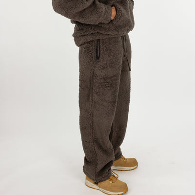 Mens Micro-poly Sherpa Fleece Pants - Major Brown