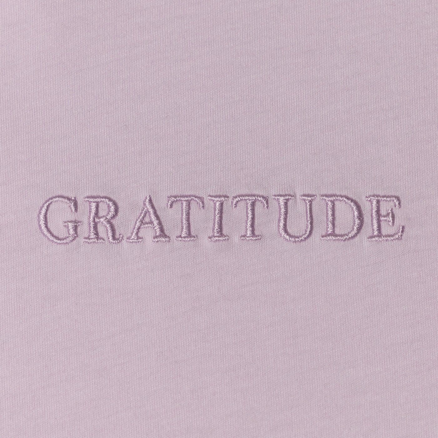 Washed Embroidered Crewneck Tee - Lavender Fog / Gratitude