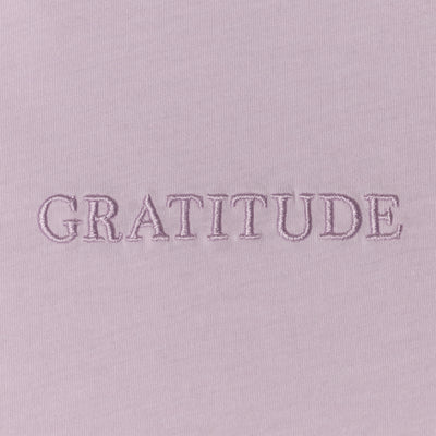 Washed Embroidered Crewneck Tee - Lavender Fog / Gratitude