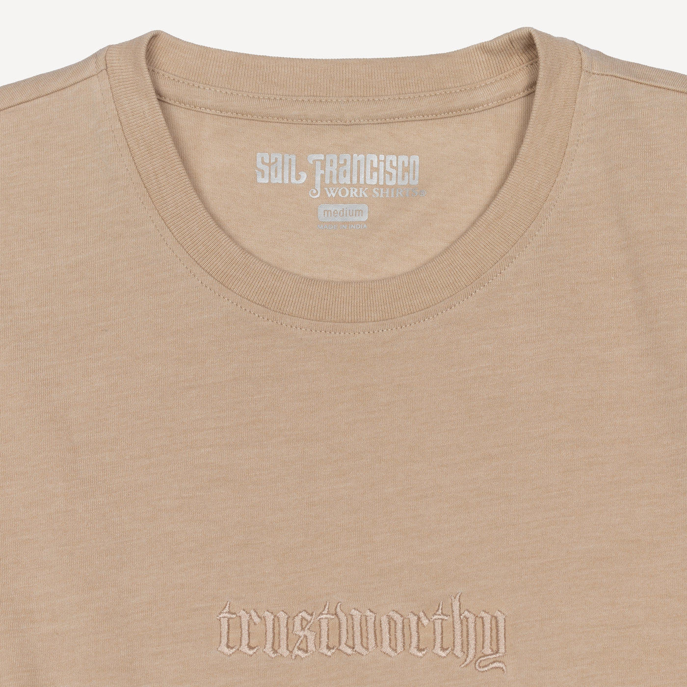 Washed Embroidered Crewneck Tee - Doeskin / Trustworthy