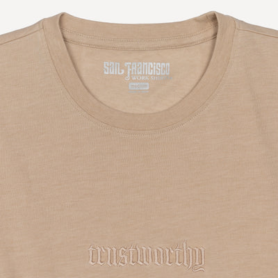 Washed Embroidered Crewneck Tee - Doeskin / Trustworthy